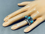 Interesting Vintage Native American Navajo Kingman Turquoise Sterling Silver Ring-Nativo Arts