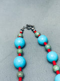 Huge Balls Of Turquoise Unique Santo Domingo Sterling Silver Necklace-Nativo Arts