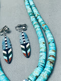 Native American Most Unique Vintage Santo Domingo Turquoise Lapis Inlay Sterling Silver Necklace-Nativo Arts