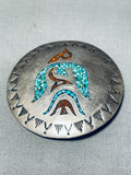 Incredible Vintage Native American Navajo Turquoise Sterling Silver 'Peace' Pin-Nativo Arts
