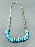 Native American Elegant Vintage Santo Domingo Blue Gem Turquoise Sterling Silver Necklace-Nativo Arts