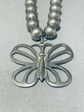Cute Butterfly!! Vintage Native American Navajo Sterling Silver Necklace Old-Nativo Arts