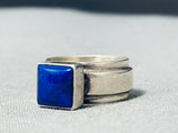 Dramatic Vintage Native American Navajo Lapis Sterling Silver Ring Signed Ann Curley-Nativo Arts