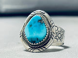 Signed Vintage Native American Hopi Morenci Turquoise Sterling Silver Ring-Nativo Arts