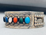 One Of The Most Unique Vintage Native American Navajo Turquoise Sterling Silver Bracelet-Nativo Arts