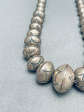 Signed Star Pattern Bead Vintage Native American Navajo Hand Tooled Sterling Silver Necklace-Nativo Arts