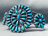Native American Earlier Vintage Navajo Turquoise Cluster Sterling Silver Bracelet