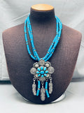 One Of The Best Ever Vintage Native American Navajo Turquoise Sterling Silver Necklace-Nativo Arts