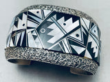 The Best 6 Inch Wrist Vintage Native American Navajo Inlay Sterling Silver Bracelet-Nativo Arts