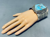 Jaw-dropping 180 Gram Native American Navajo Morenci Turquoise Sterling Silver Bracelet-Nativo Arts