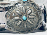 Early 1900's Vintage Native American Navajo Turquoise Sterling Silver Concho Belt Old-Nativo Arts