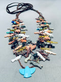 One Of The Coolest Vintage Native American Zuni Turquoise Fetish Sterling Silver Necklace-Nativo Arts