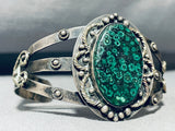 The Best Vintage Native American Navajo Green Fossil Agate Sterling Silver Bracelet-Nativo Arts
