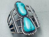Heavy 98 Grams Vintage Native American Navajo Turquoise Sterling Silver Bracelet-Nativo Arts