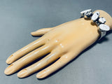 Johnson Vintage Native American Navajo Snow Turquoise Rare Sterling Silver Bracelet-Nativo Arts