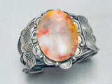 Early Huge Vintage Native American Navajo Petrified Wood Sterling Silver Bracelet-Nativo Arts