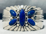 Important Veronica Chee Vintage Native American Navajo Lapis Sterling Silver Bracelet-Nativo Arts