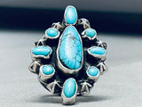 Huge Adjustable Vintage Navajo Turquoise Cluster Sterling Silver Ring-Nativo Arts