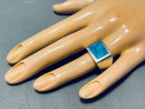 Noteworthy Vintage Native American Navajo Blue Diamond Turquoise Sterling Silver Ring-Nativo Arts