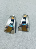Attractive Vintage Native American Navajo Jasper, Turquoise Sterling Silver Earrings-Nativo Arts