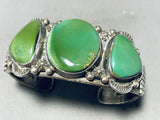 Apple Green Damale!! Vintage Native American Navajo Turquoise Sterling Silver Bracelet-Nativo Arts