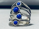 Unique Native American Navajo Lapis Sterling Silver Ring-Nativo Arts