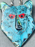 Extremely Rare Vintage Native American Hopi Turquoise Inlay Sterling Silver Necklace-Nativo Arts