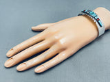 One Of The Coolest Vintage Native American Navajo Turquoise Inlay Sterling Silver Bracelet-Nativo Arts