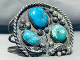 Huge Vintage Native American Navajo Gilbert Turquoise Sterling Silver Bracelet Old-Nativo Arts