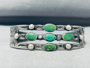 Early 1900's Vintage Native American Navajo Cerrillos Turquoise Sterling Silver Bracelet-Nativo Arts