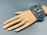 Old Buffalo Love!! Vintage Native American Navajo Turquoise Sterling Silver Bracelet-Nativo Arts