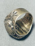 Superior Vintage Native American Navajo Black Onyx Sterling Silver Ring Signed-Nativo Arts