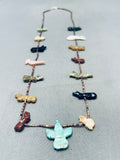 Special Vintage Native American Zuni Turquoise Sterling Silver Necklace Fetishes-Nativo Arts