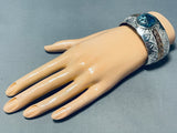 One Of The Most Unique Vintage Native American Navajo Chrysocolla Sterling Silver Bracelet-Nativo Arts