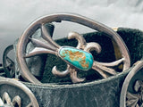 Sturdy Hand Tooled Vintage Native American Navajo Sterling Silver Green Turquoise Concho Belt-Nativo Arts
