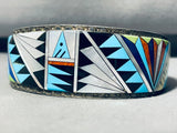7 Inch Wrist Vintage Native American Navajo Turquoise Inlay Sterling Silver Bracelet-Nativo Arts