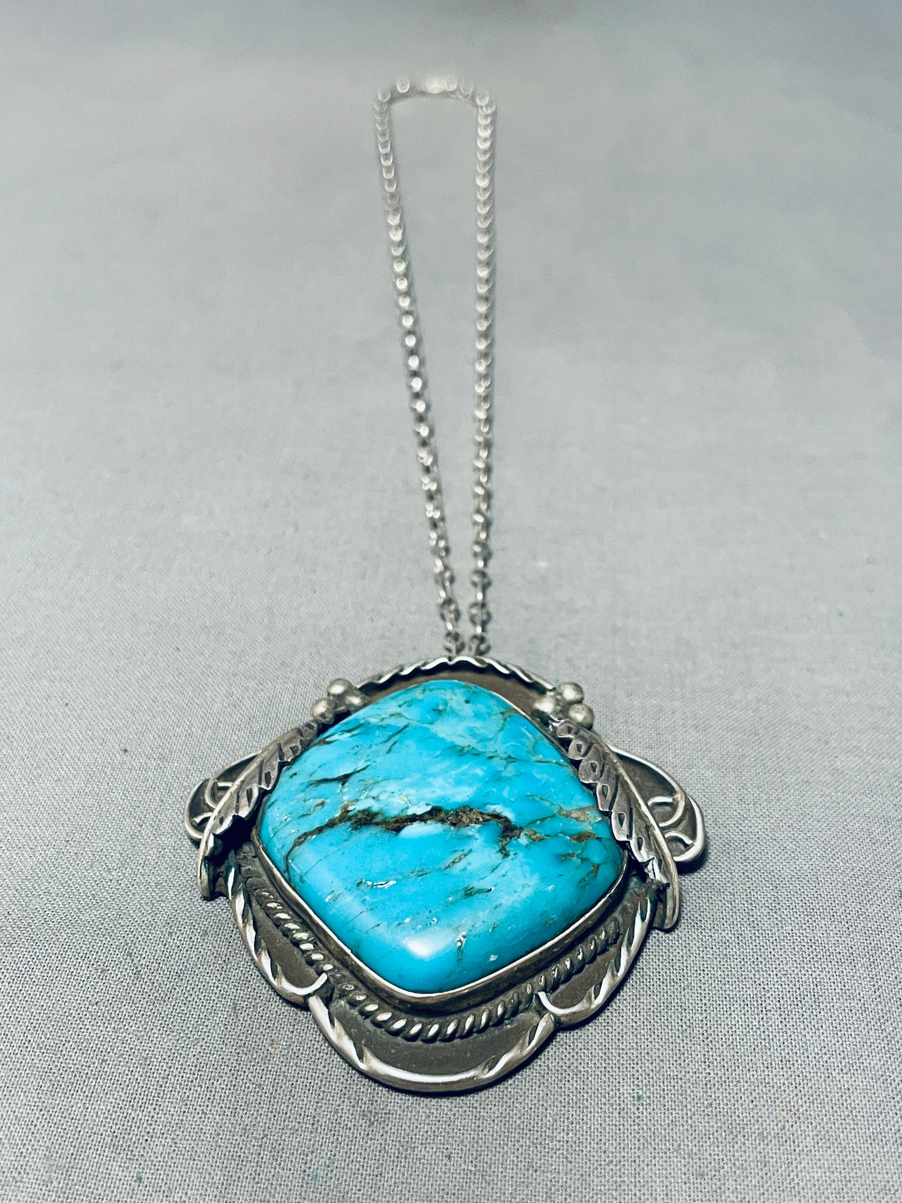 Huge Vintage Native American Navajo Morenci Turquoise Sterling