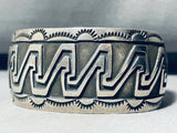 One Of The Best Vintage Native American Navajo Geomtric Wave Sterling Silver Bracelet-Nativo Arts