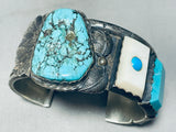 One Of Most Unique Ever Vintage Native American Navajo Inlay Turquoise Sterling Silver Bracelet-Nativo Arts