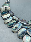 The Biggest Best Vintage Native American Navajo Abalone Sterling Silver Necklace-Nativo Arts