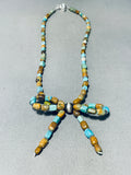 Bow Of Turquoise Native American Navajo Green Turquoise Sterling Silver Necklace-Nativo Arts