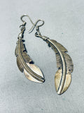 Exceptional Vintage Navajo/ Mexican Sterling Silver Feather Dangle Earrings-Nativo Arts