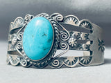 Robert Jonhson Native American Navajo Swirl Sleeping Beauty Turquoise Sterling Silver Bracelet-Nativo Arts