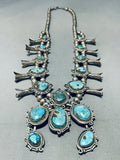 Dropdead Fab Vintage Navajo Turquoise Sterling Silver Squash Blossom Necklace-Nativo Arts