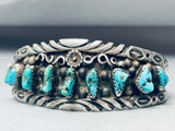 Turquoise Nuggets And Flower Vintage Native American Navajo Sterling Silver Bracelet-Nativo Arts