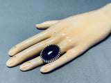 Superior Vintage Native American Navajo Black Onyx Sterling Silver Colossal Ring-Nativo Arts