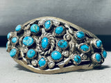 Signed Thicker Vintage Native American Navajo Turquoise Sterling Silver Bracelet Old-Nativo Arts