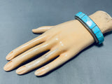 7 Inch Wrist Vintage Native American Navajo Inlay 8 Turquoise Sterling Silver Bracelet-Nativo Arts