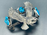 Fly Like An Eagle Vintage Native American Navajo Turquoise Sterling Silver Bracelet-Nativo Arts