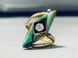 Fascinating Vintage Native American Navajo Royston Turquoise 12ktgf Sterling Silver Ring-Nativo Arts